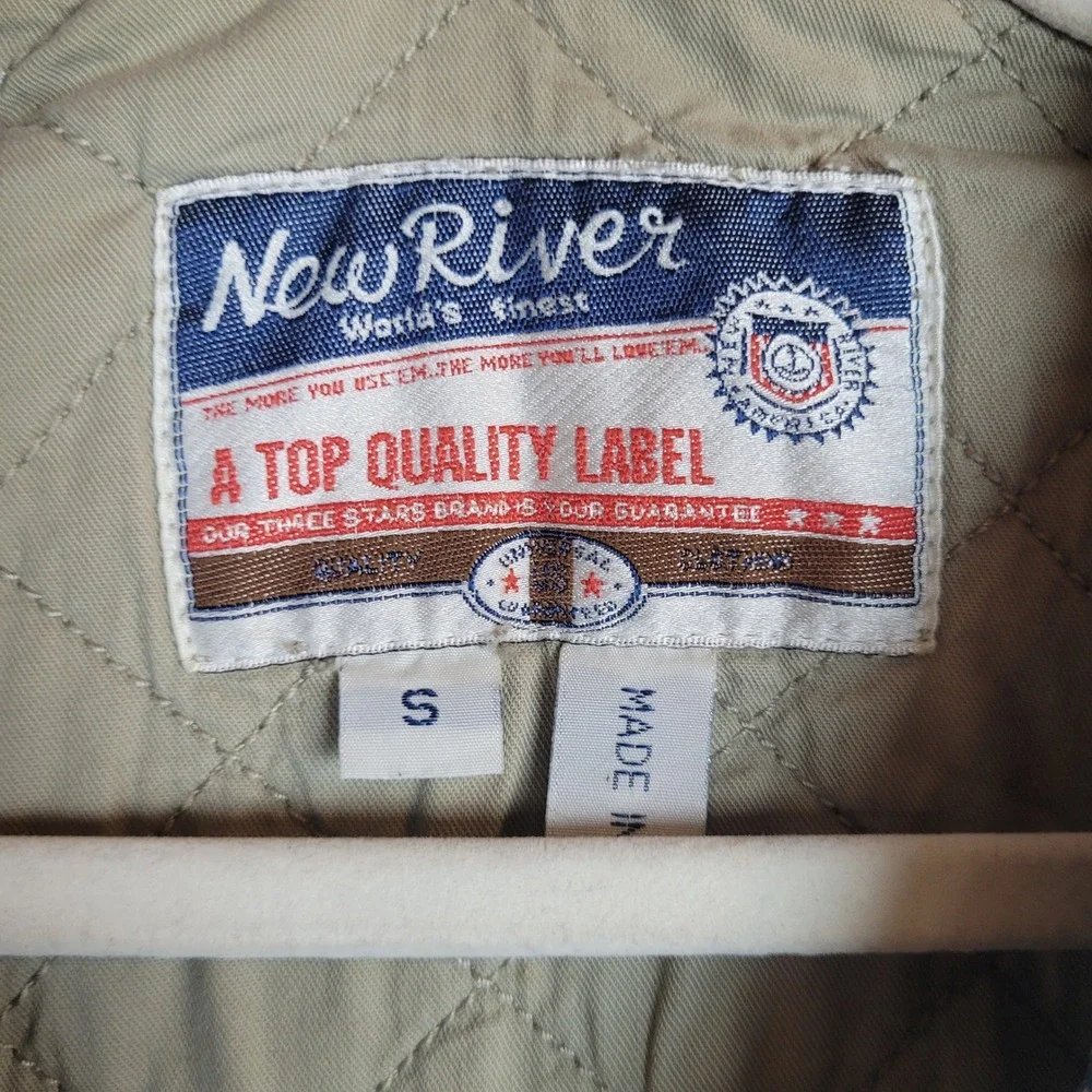 VTG New River Vest Small Blue Denim Quilted Padded Utility Chore Gorpcore Field